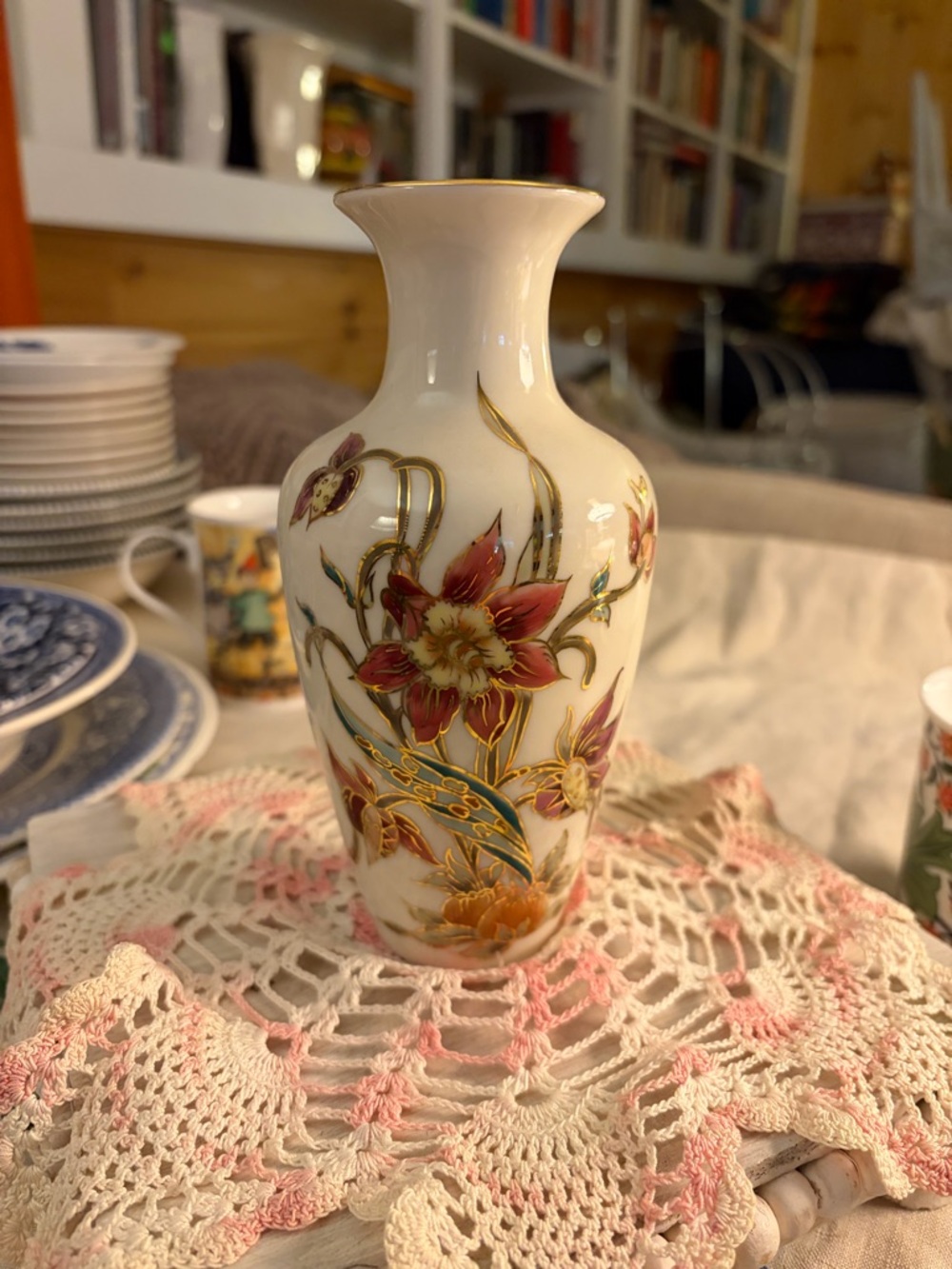 Zsolnay Hungary Hand-Painted Floral Porcelain Vase
